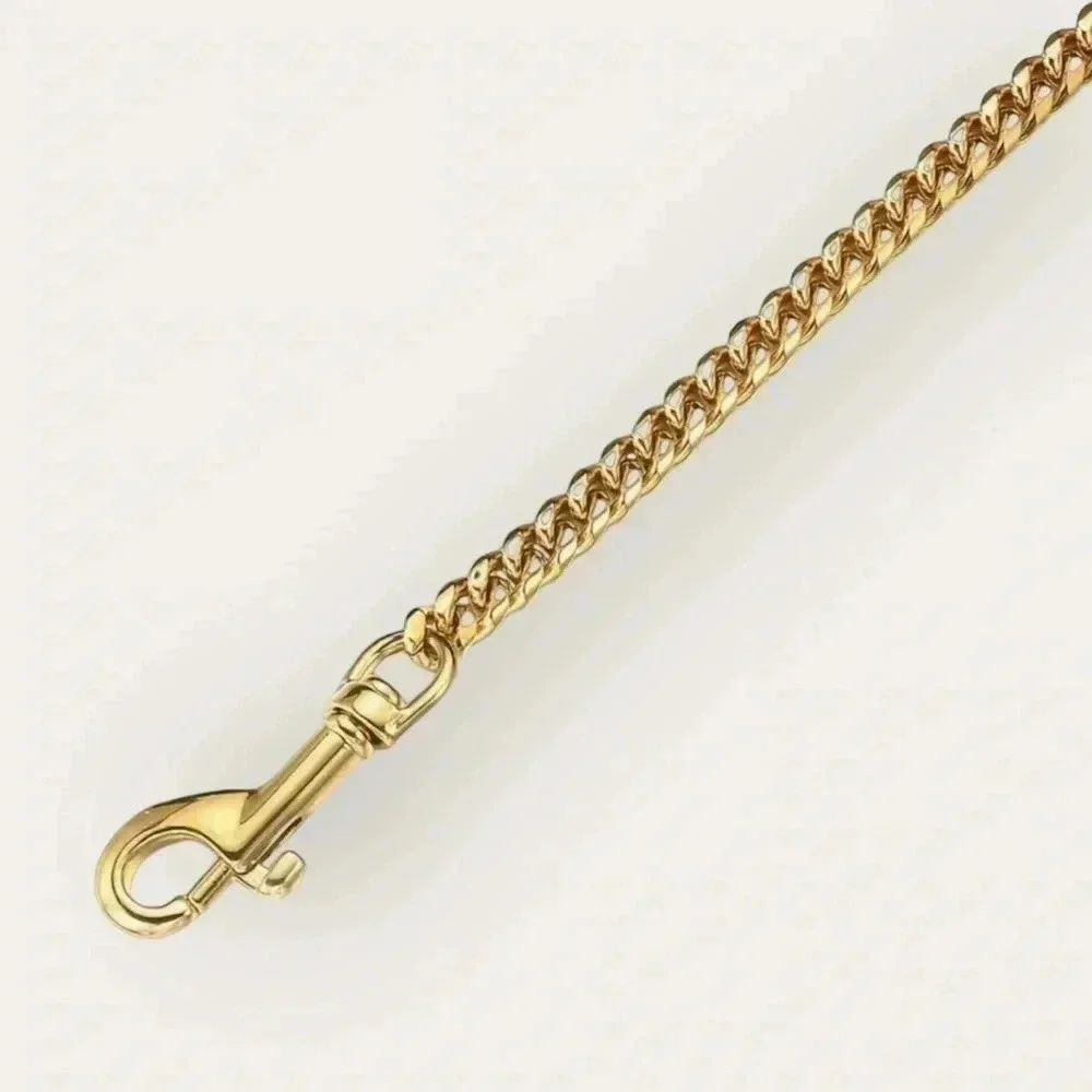 18K Gold Plated Dog Chain Leash Designer Trendy Show Training Black Handle